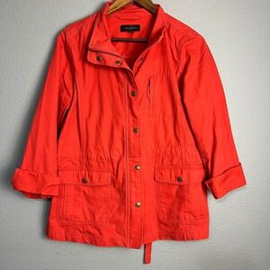 Talbots Cotton Twill Field Utility Jacket Lightweight Cotton Snap Button‎ Red Sm